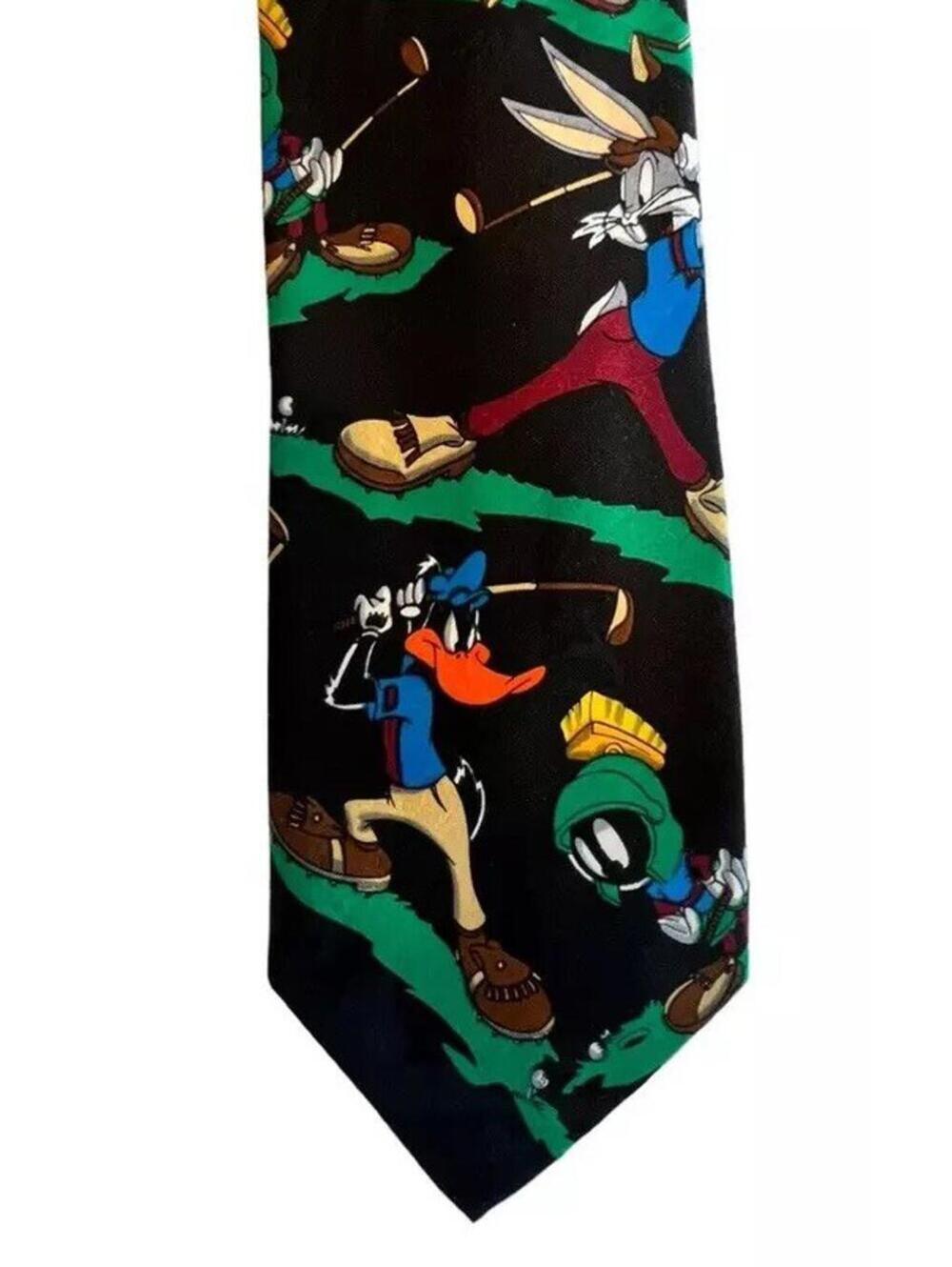 Looney Tunes Tie New in Sleeve Vintage NWOT 1994 Martin Daffy Bugs Taz Golfing